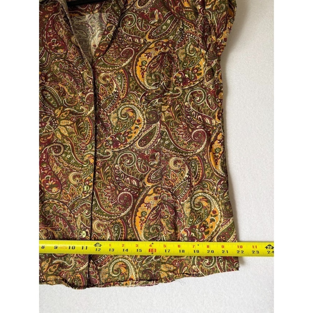 Jones New York Shirt Women XL Fall Colors Paisley Multicolor Cotton Boho V Neck - Picture 10 of 15